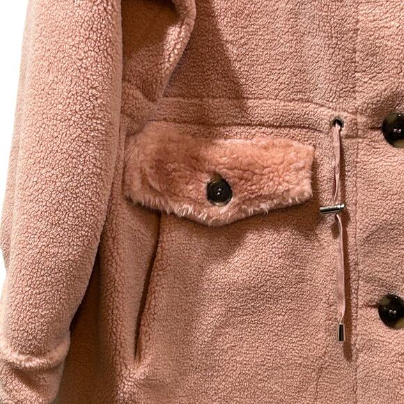 Kate Spade Faux Fur Anorak Button Front Coat Peony Women XL NWT Preppy - Picture 7 of 10